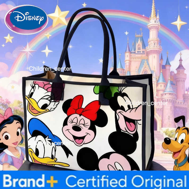 Disney 2025 New Minnie Fashion Cartoon Canvas Large Capacity Womens Shoulder Bag Commuting Casual Versatile Tote Crossbody Bag H260228