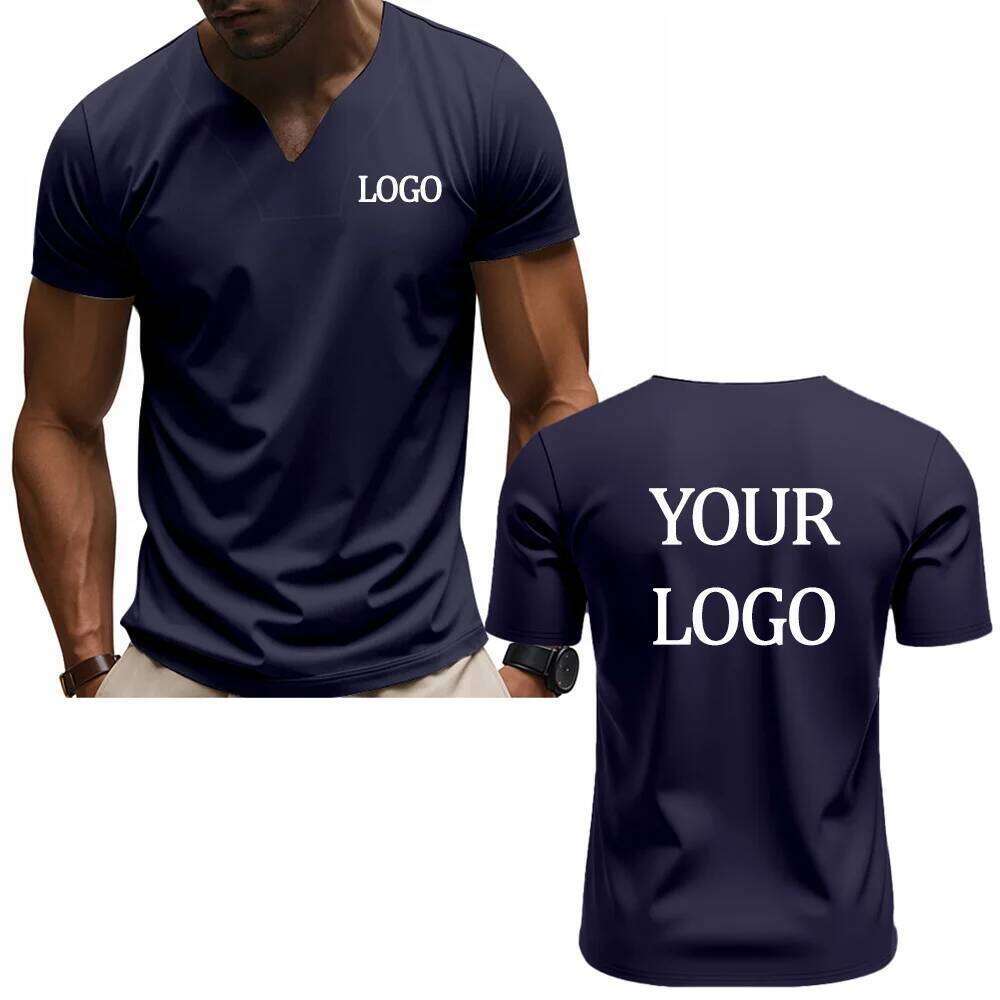 DIY custom printed V-neck fashionable men's short-sleeve T-shirt, stylish elegant casual streetwear top, everyday wear C260228 - view 4