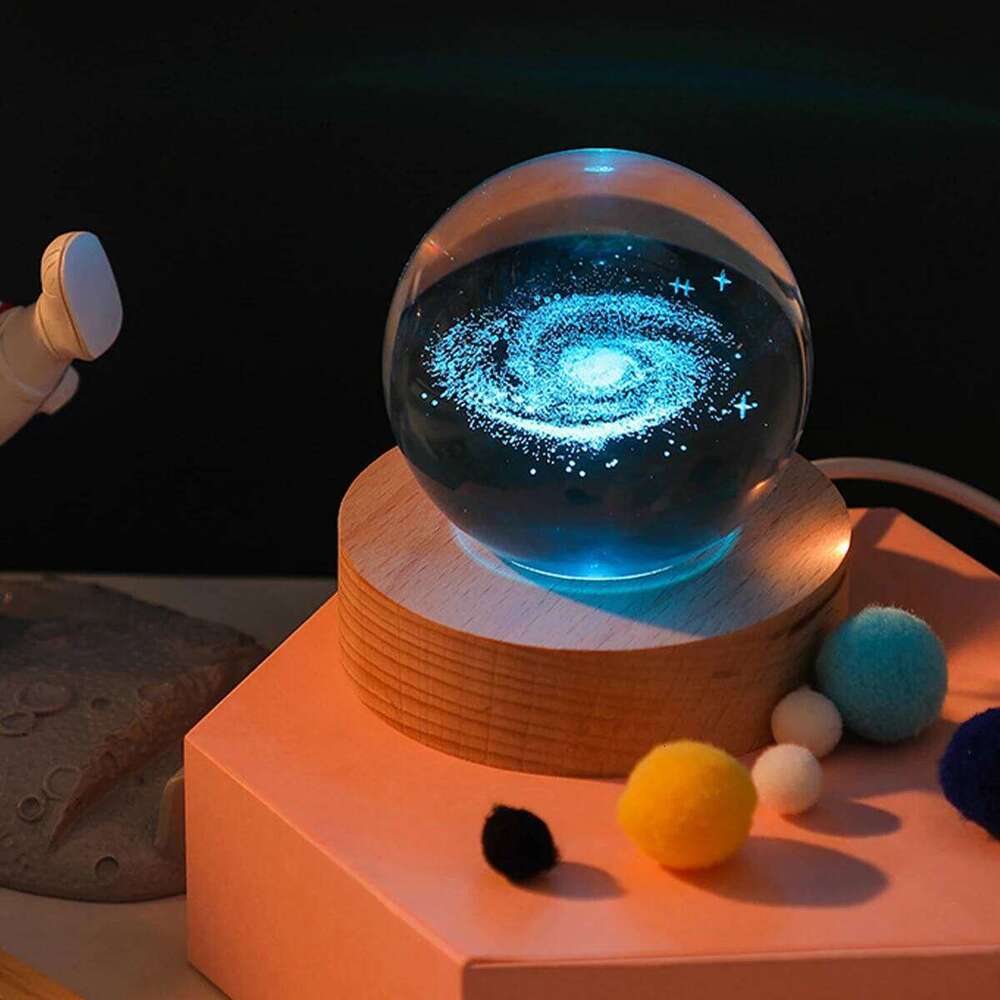 3D Lamp Glowing Planetary Galaxy Crystal Ball Night Lights Bedside Light Home Decor Christmas Gift Z260227
