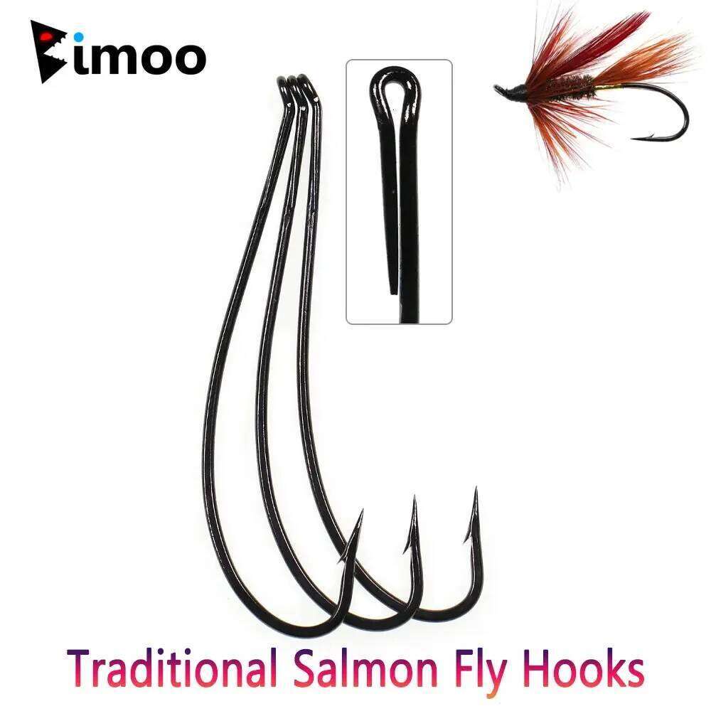 Bimoo 10pcs 2/0 High Carbon Steel Traditional Hook For Tying Wet Fly Streamers Salmon Trout Steel Z260228