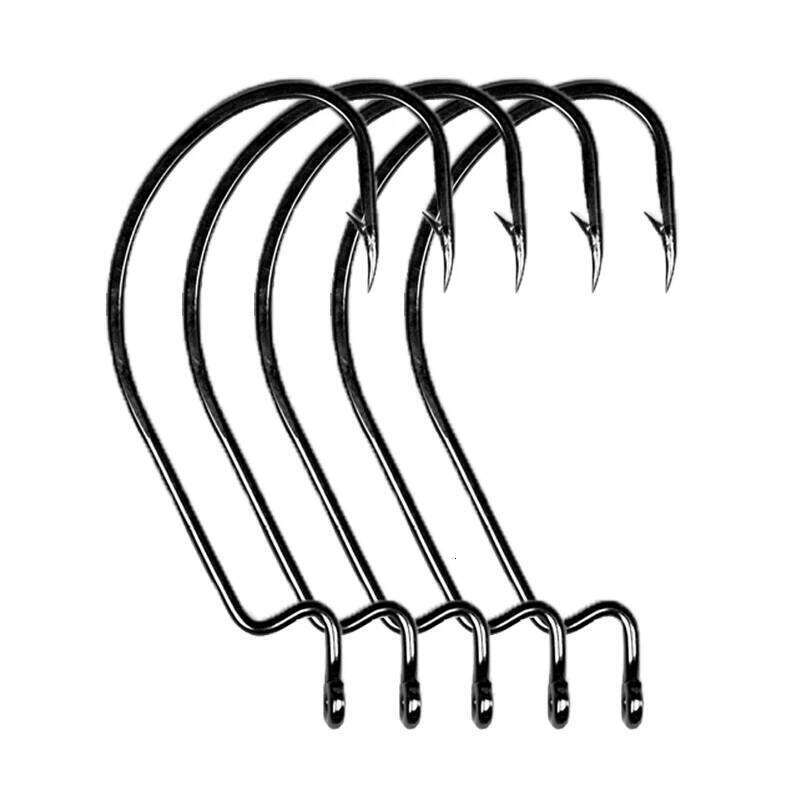 50Pcs Thin Wire Offset with rings Carbon Steel Crank tackle Worm Hooks With big eyes Ring Z260228