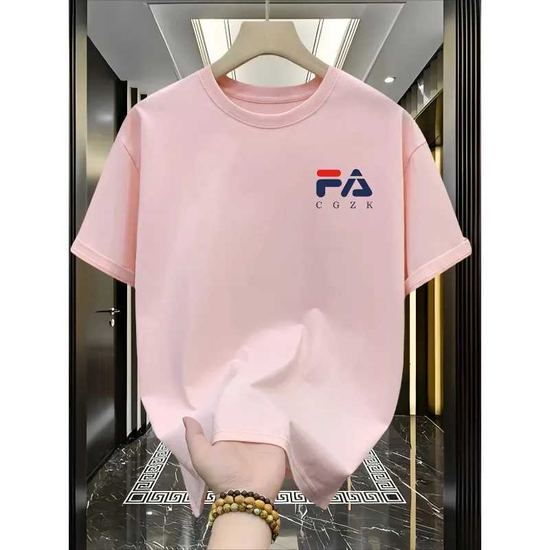 Men's 100% Cotton Luxury Y2K T-Shirt High-End Summer Streetwear Short SleeveT260228