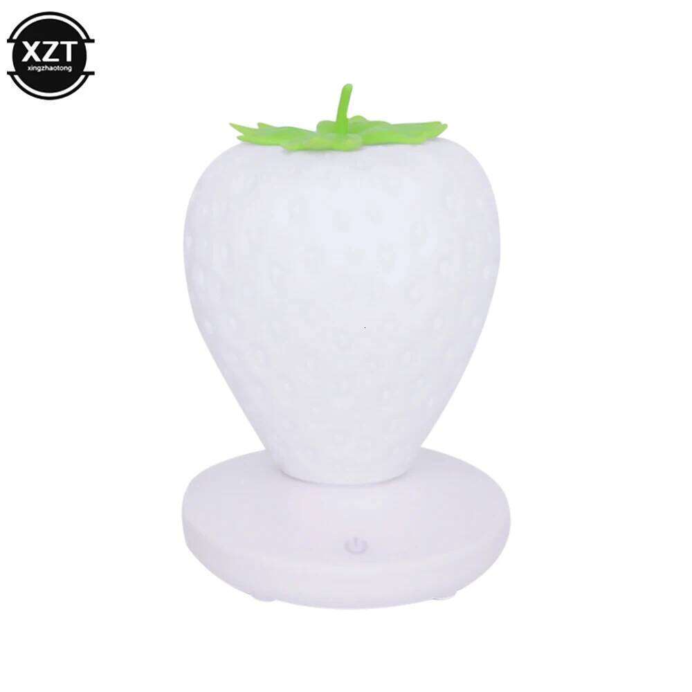 LED Strawberry Lamp Bedroom Silicon Touch-Sensor USB Rechargeable Dimmable Idyllic Bedside Night Light for House Decoration Z260227