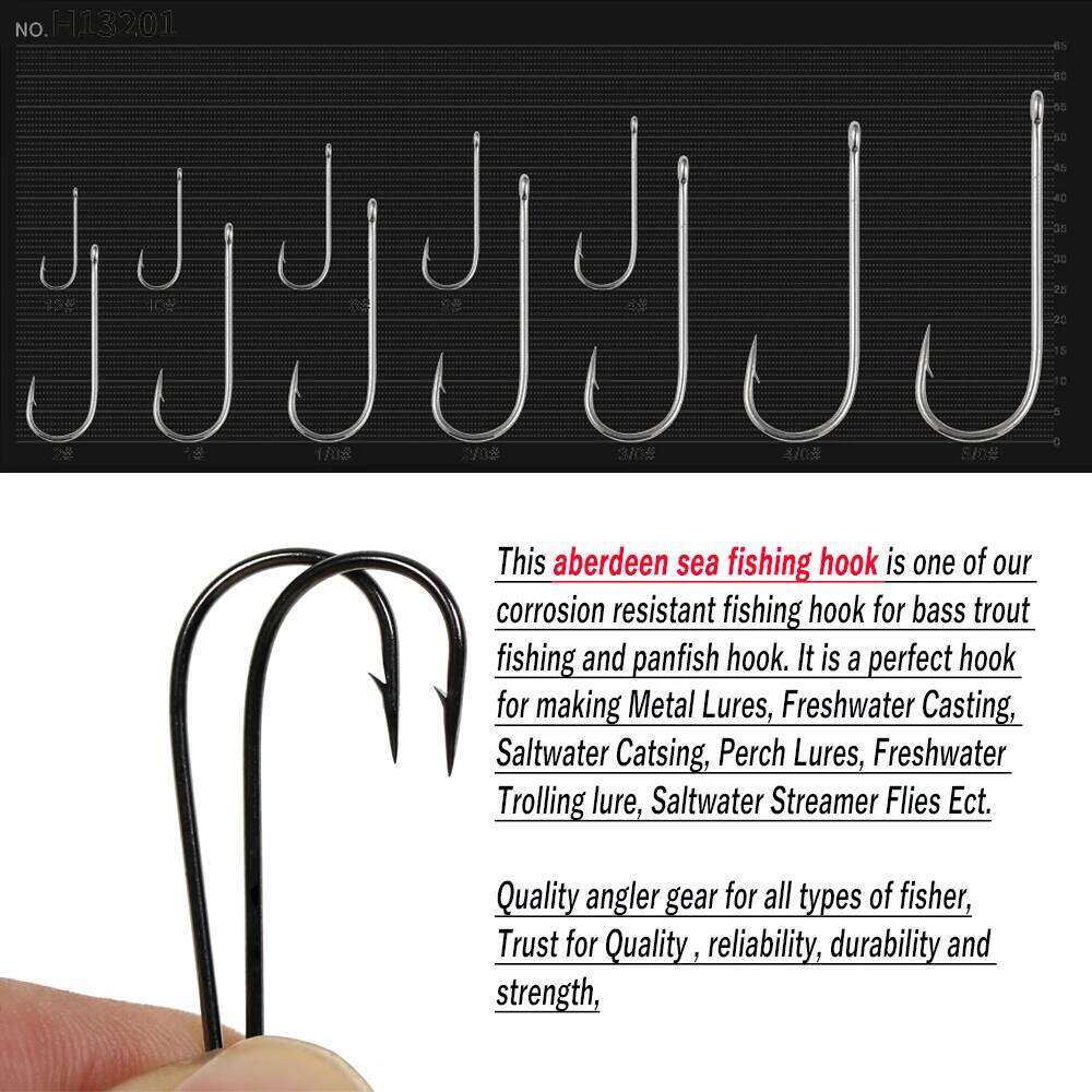 Wifreo 50PCS Aberdeen Long Shank Fish Ringed Eye Bass Trout FreshWater Sea Fishing Hooks Sabiki Rig Streamer Fly Hook Z260228