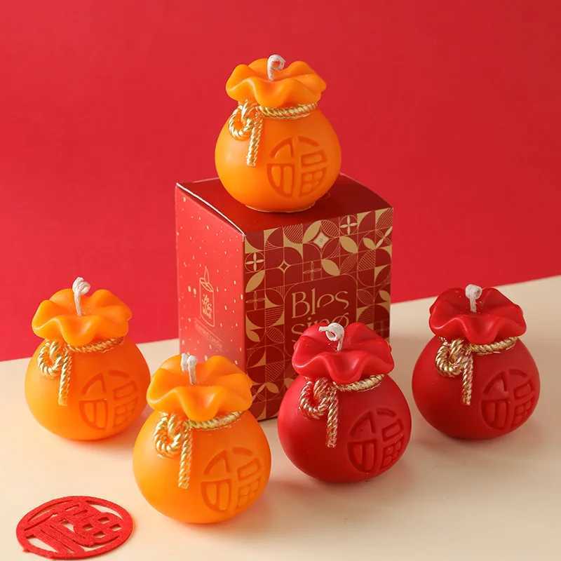 Aromatherapy Candle Fortune Bag Shaped Festive Souvenir for Chinese New Year Atmosphere DecorT260228