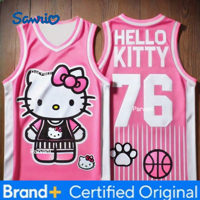 Sanrio 2025 Summer New Fashionable Kawaii Hello Kitty Vest Womens Casual Shirt Street Outdoor Running Basketball Training Top H260228