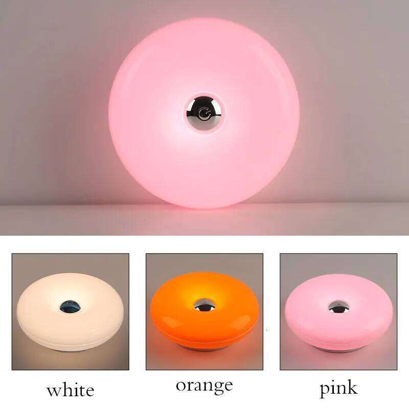 Creative Donut Table Lamp, Wall-Mounted and Rechargeable, with Three Color Lighting, Suitable for Decorative Lighting in Living Rooms, Bedrooms, Dinin