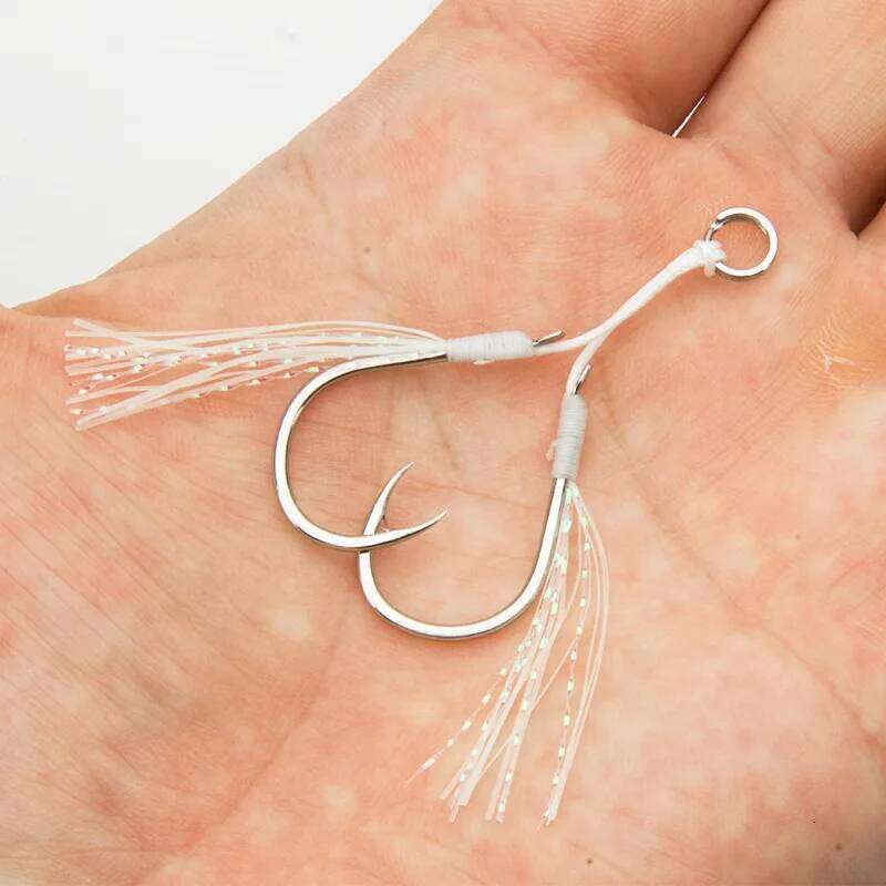 Luminous Jigbait Have Barbed Lure Tie Wool Iron Plate Auxiliary Single Double Scattered Hook Saltwater Z260228