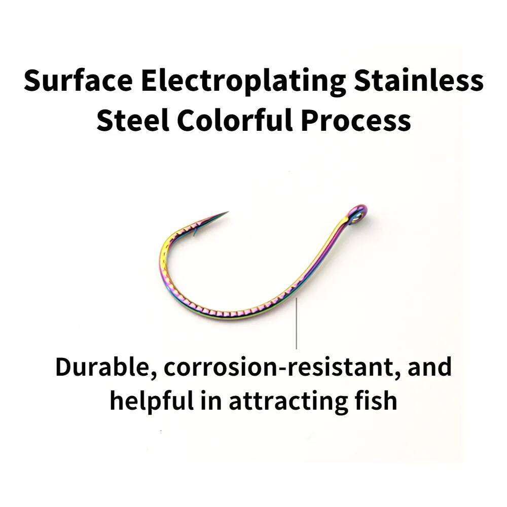 50pcs Wacky Hooks Electroplating Color High Carbon Steel Worm Lure Fishing Non-Slip Hook Soft Bait For All Waters Carp Tackle Z260228