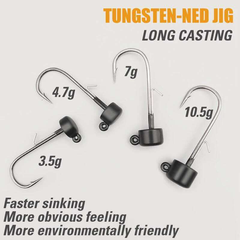 LUREHOLIC Tungsten Jig Head with Norway Mustad Ned Rig Hook Lure for Long Casting Bass Fishing Z260228