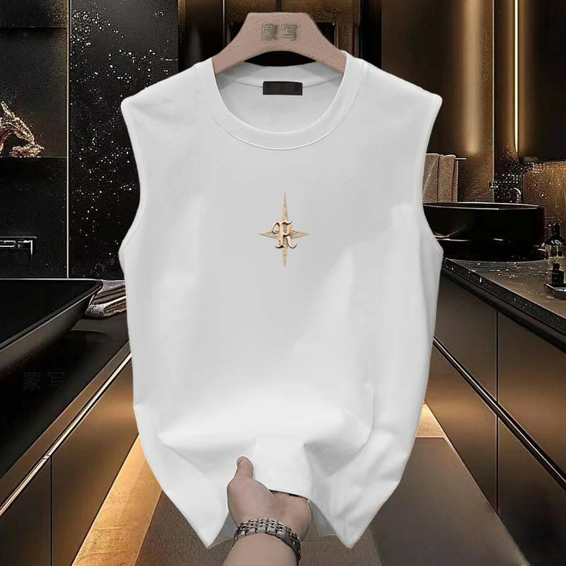 Luxury Brand Designer Clothes 100% Cotton Sports Tank Top Sleeveless T-Shirt Vest Men Summer Trendy Brand Niche High Street American Style Loose Versa