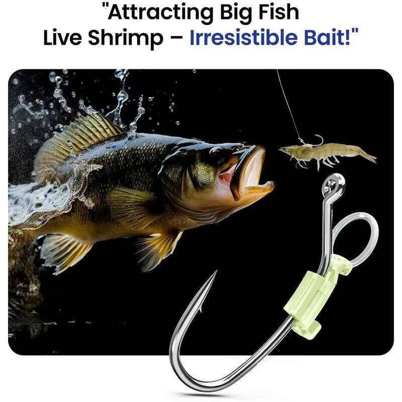 10pcs Walker Luminous Baitholder Barbed and Perforated Carbon Steel Fishing For Carrying Live Shrimp Lures Hooks Z260228