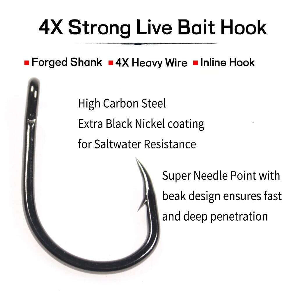 Lionriver 4X Strong Wire Live Bait Hook High Carbon Steel Barbed Sharp Hooks Saltwater Fishing For Tuna Shark Bass Z260228