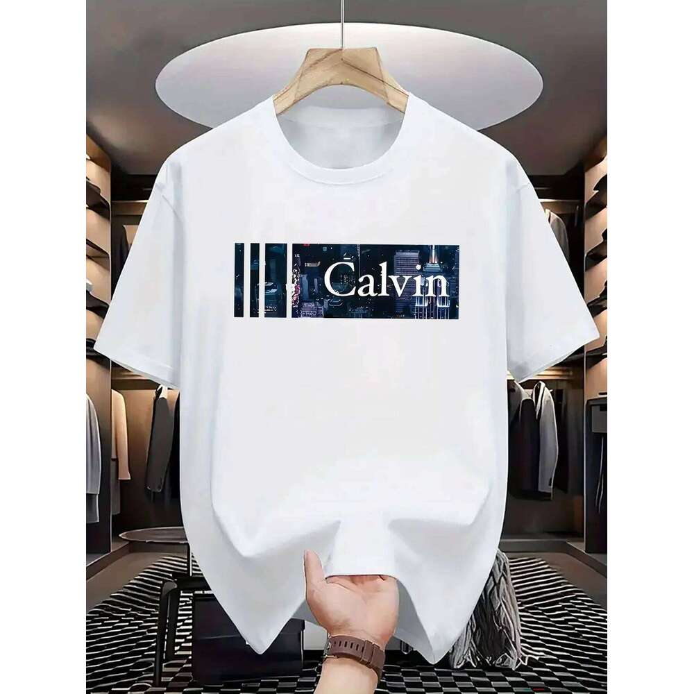 3D Logo T-Shirt: Vibrant Red Calvin Design Modern Urban Style Perfect for Spring/Summer Make C260228
