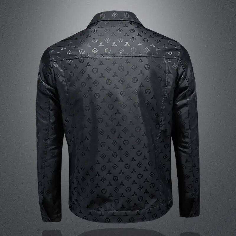 Men's Autumn Jacket Printed Flower Lapel Slim Fit Thin Casual Trendy High Quality Large Size