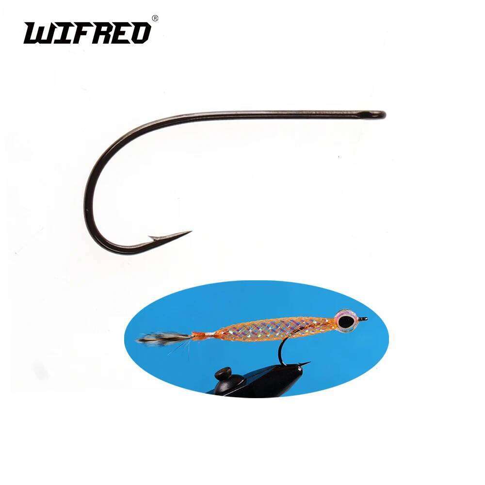Wifreo 50PCS 16# - 2# Fishing Mid-Range Streamer Hooks Carbon Steel Barbed Hook for Minnows Woolly Buggers Trout Fly Pattern Z260228