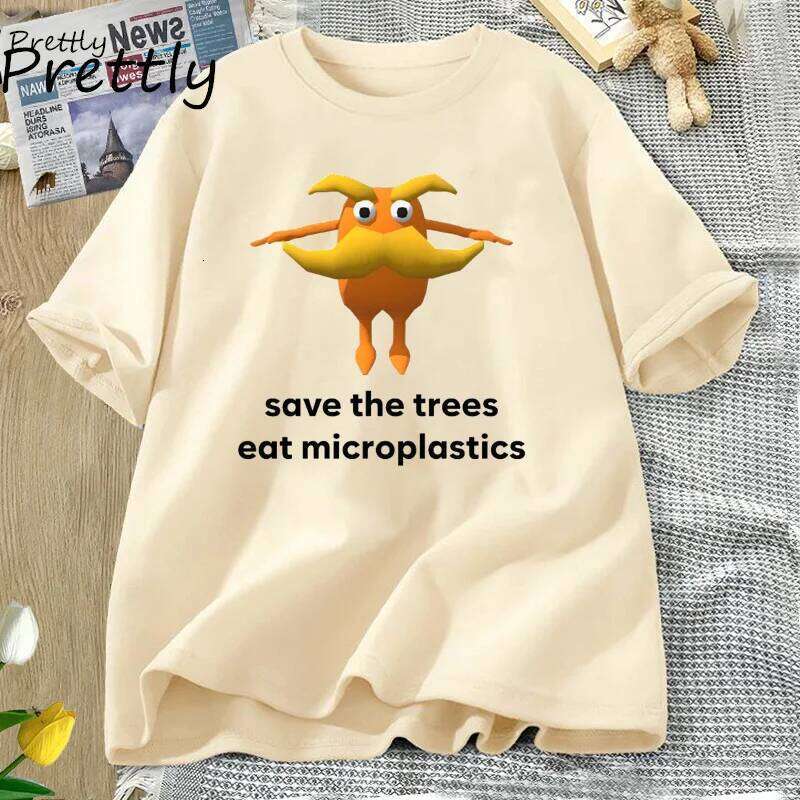 Save The Trees Eat Microplastics Funny Meme Shirt Women Men Weirdcore Joke T-shirt Summer O Neck Short Sleeve Graphic T Shirts C260228 - view 3
