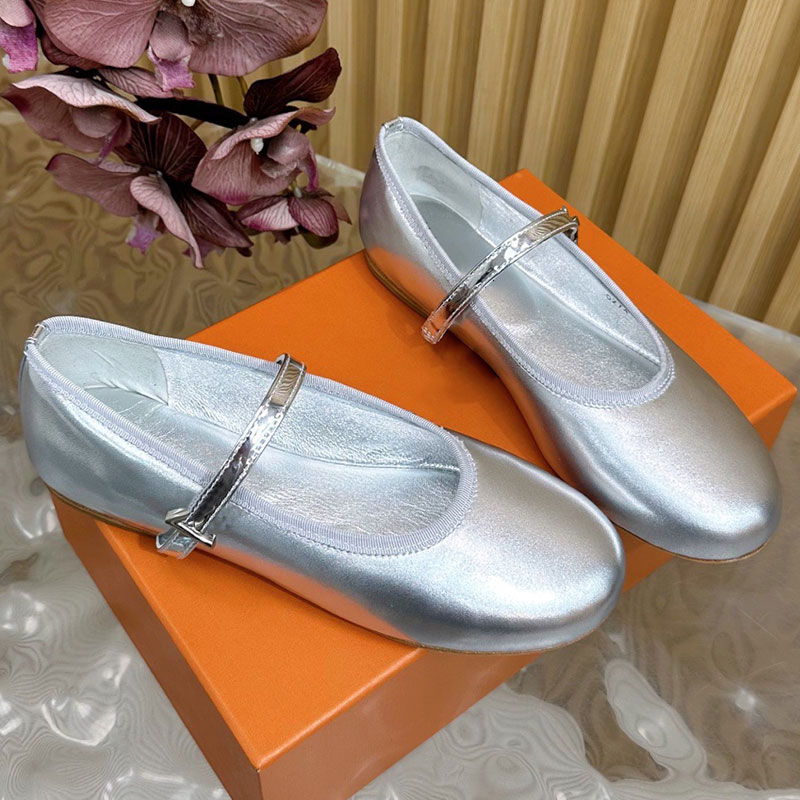 26SS Women Mary Jane Shoes Designer Sheepskin Ballet Shoes Adjustable Buckle Casual Shoes Round Head loafers Designer Lady Flat Shoes Top Quality