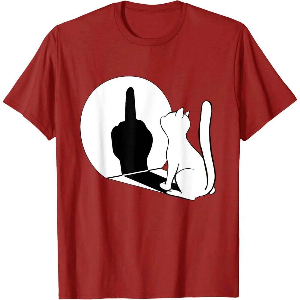 Middle Finger Statement Cat Funny Gift T-Shirt Regular Short Sleeve Tops O-neck Men's T-shirt Cotton Summer Shirts C260228 - view 4