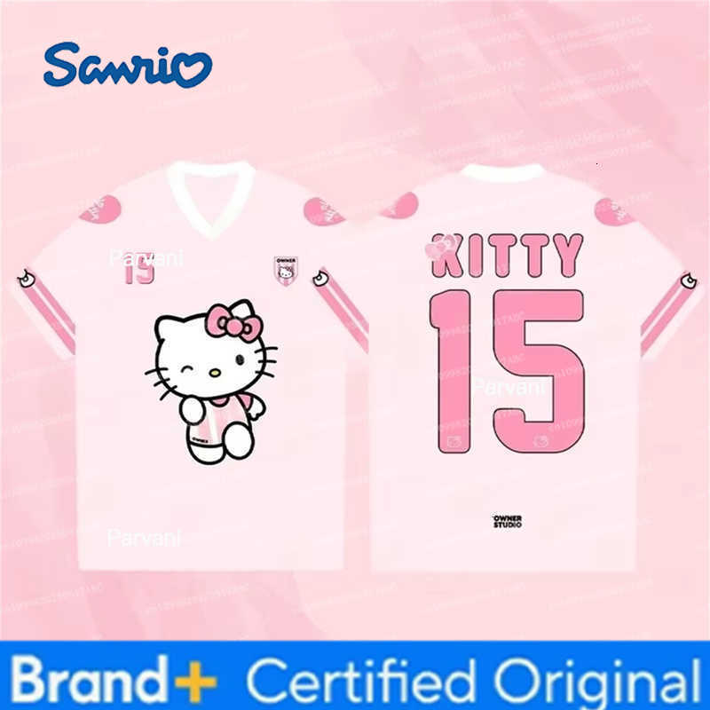 Sanrio Summer Men Tshirt Hello Kitty Short Sleeved Boys And Girls T-Shirt Cartoon Cute TShirt Comfortable Party Top Women T-shirt H260228