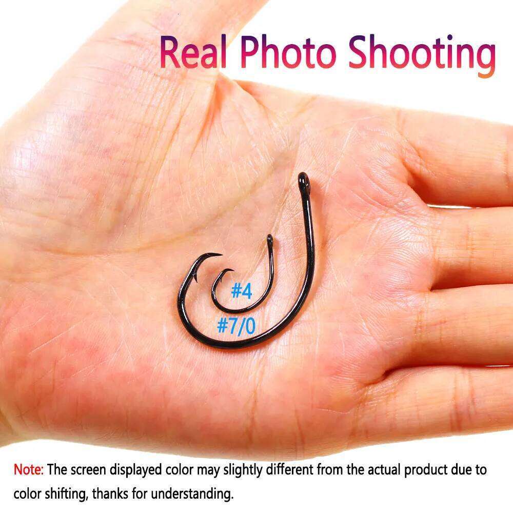 Bimoo 40pcs High Carbon Steel Light Inline Circle Hook For Saltwater Bass Catfish Octopus Wahoo Pike Tuna Fishing Tackle Z260228