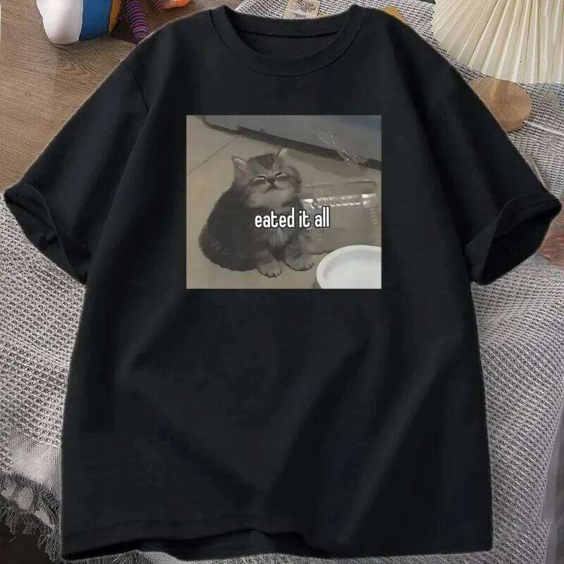 Funny Cat Meme T-shirt Cute Kitten Lover Tshirt Graphic Printed T-shirts Harajuku Sleeve Casual Aesthetic Clothes C260228 - view 3