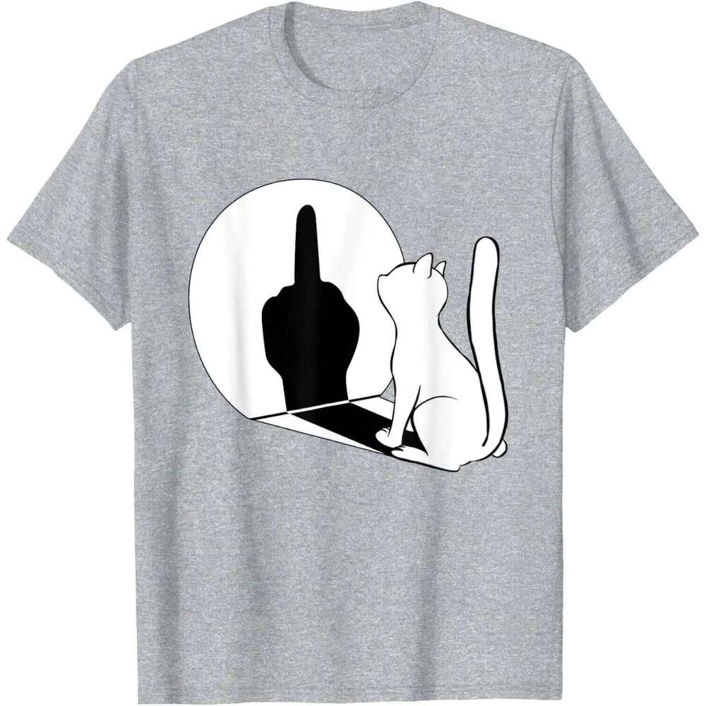 Middle Finger Statement Cat Funny Gift T-Shirt Regular Short Sleeve Tops O-neck Men's T-shirt Cotton Summer Shirts C260228 - view 6