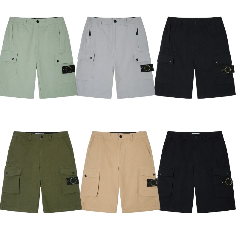Designer Men's Shorts New High Quality Stone Micro Logo Compass Logo Casual Pocket Overalls Shorts Functional Sports Drawstring Solid Color Pants Men