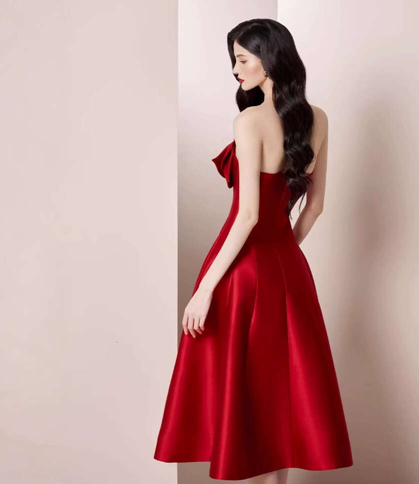 2026 Spring/Summer Designer 3D Flower a2 Wrapped Chest, Sexy Waist, Satin Fluffy Dress