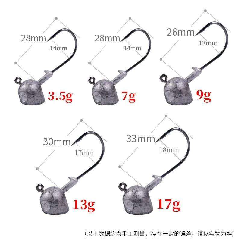 3.5g 5g 7g 10g 14g 18g 40g deep sinking jig head for soft worm lure bait , fishing hook tackle bass perch accessories Z260228