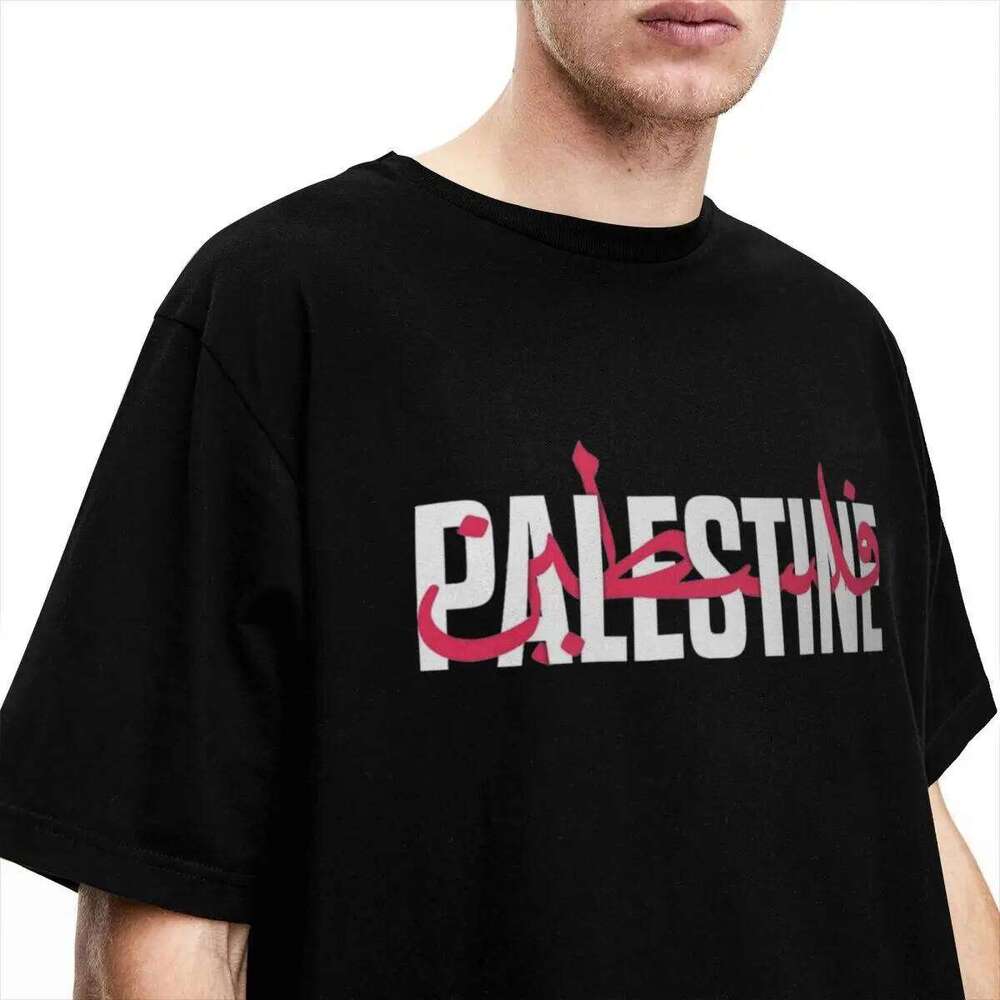 Palestine Flag T-Shirt Man Funny Pure Cotton T-Shirts Summer O-Neck Hip Hop Tees Hot Sale Oversized Tops C260228 - view 3