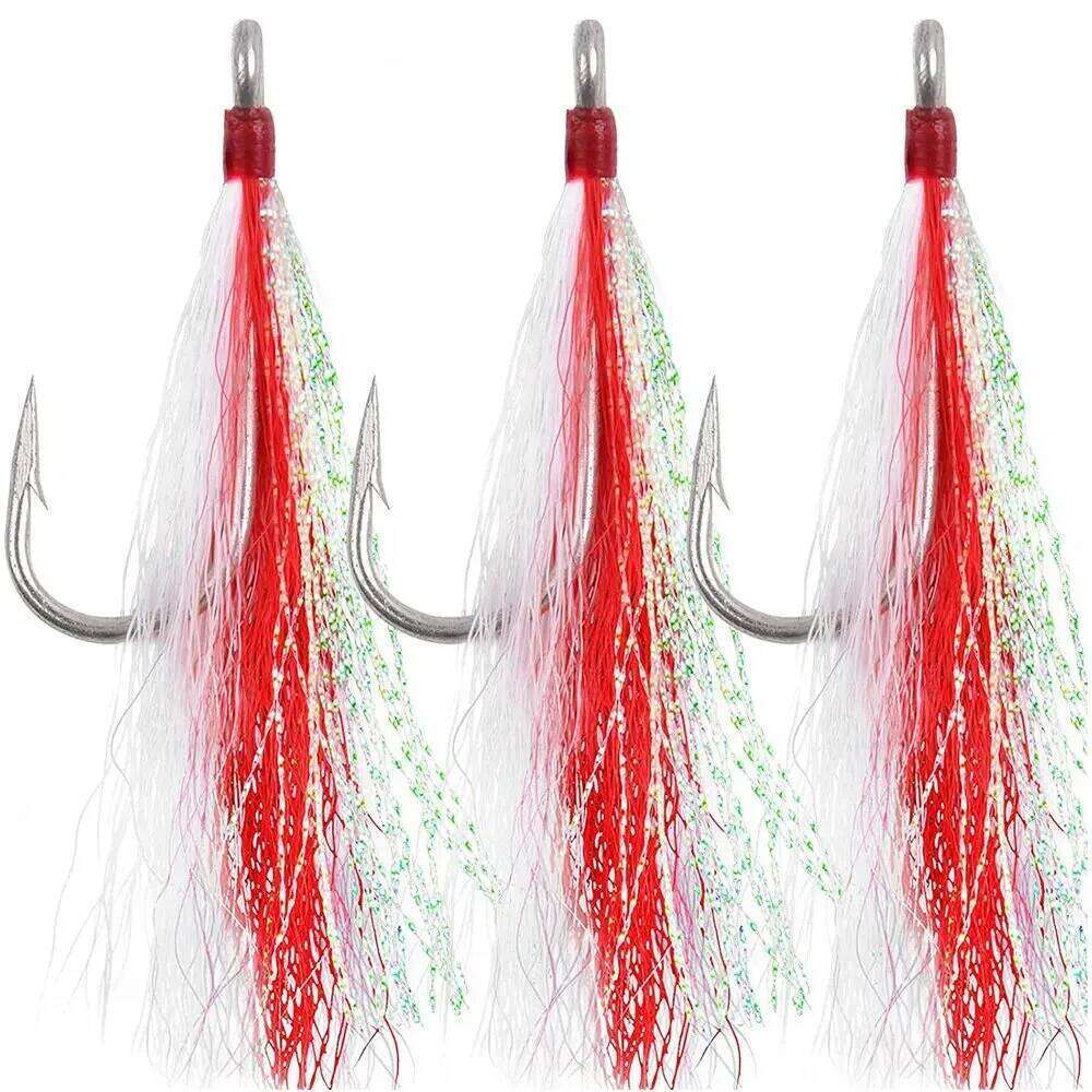 8Pcs/4Pcs Bucktail Teasers Hook Saltwater Lures Rig Stainless Steel Fishing Jig Hooks For Catfish Bass Z260228