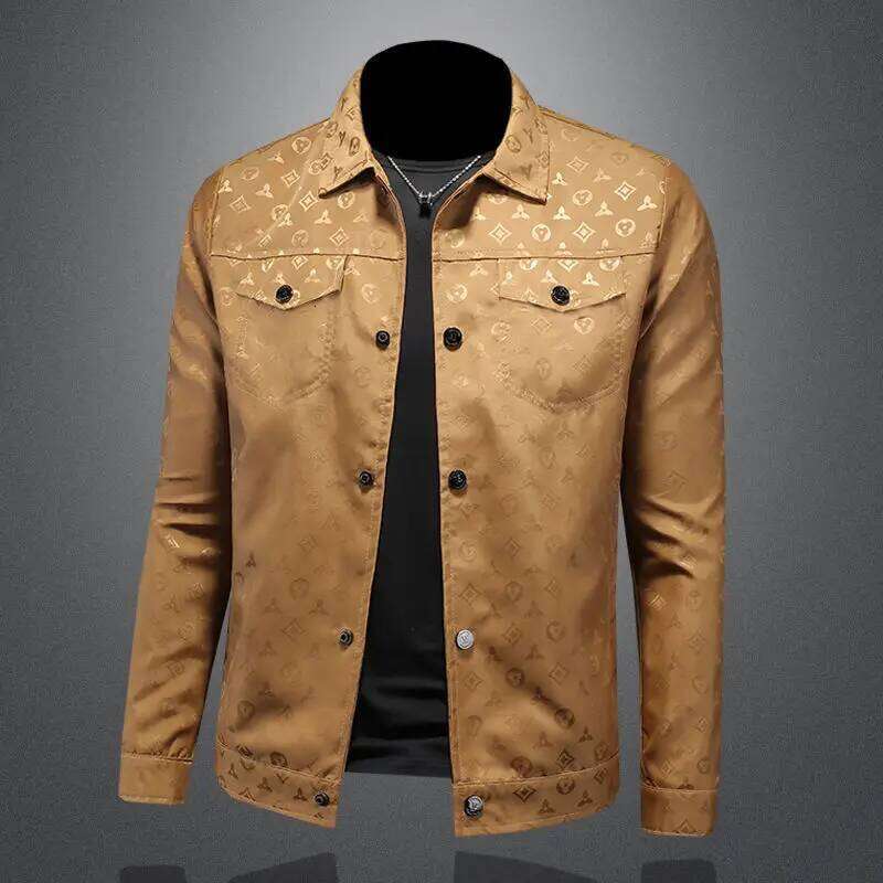 Men's Autumn Jacket Printed Flower Lapel Slim Fit Thin Casual Trendy High Quality Large Size