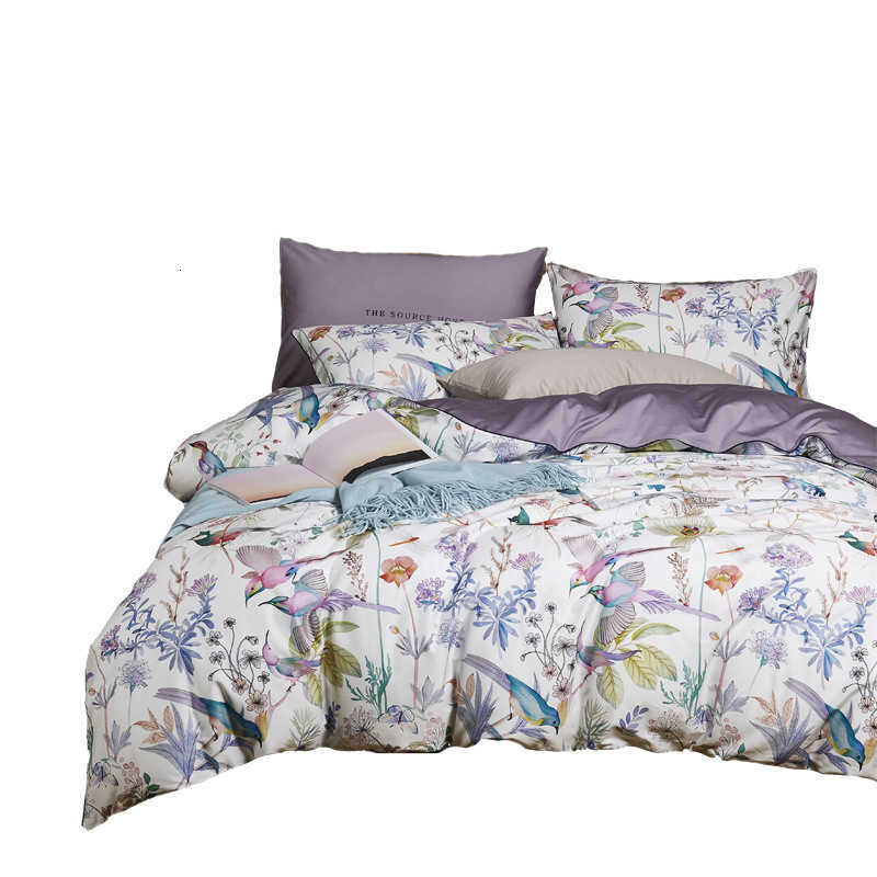 Luxury Egyptian Cotton Bedding Set Queen King size Bright Flamingo Leaf Duvet Cover Bed sheet set Fitted sheet X250912