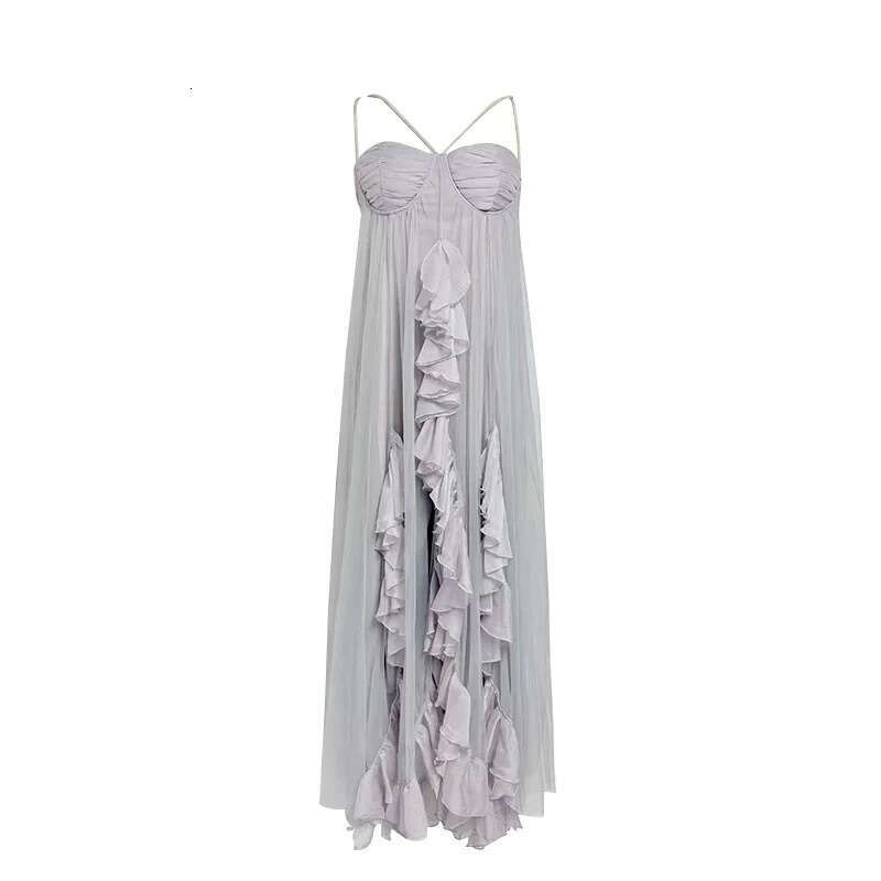 2026 summer new women's niche sexy strapless pleated a3 fairy like elegant long holiday dress