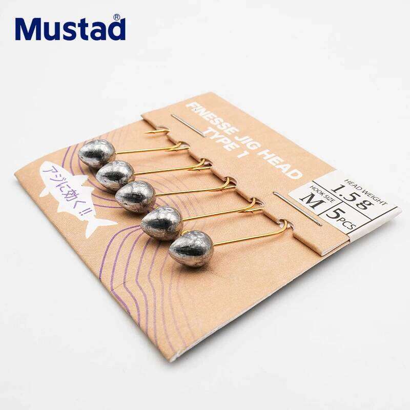 Mustad Finesse Jig Head Hooks 0.8g 1.0g 1.5g 2.0g 2.5g 3.0g Fishing Hook Fish Accessories Z260228