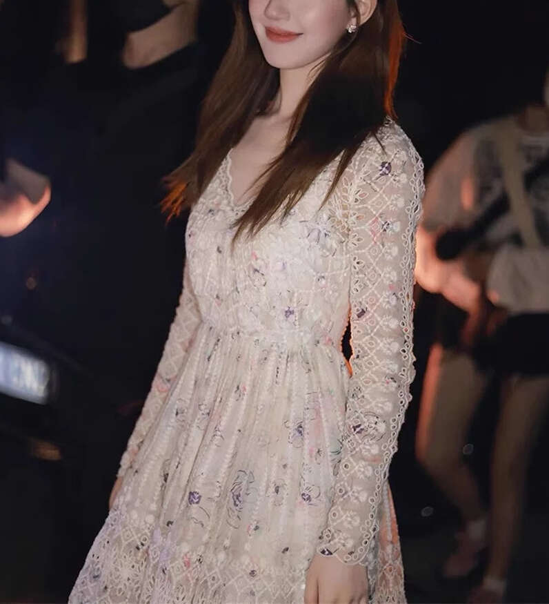 2026 Spring/Summer Celebrity Same Style Cotton Embroidered Hollow Print Sweet and Gentle Girl a3 Love Dress