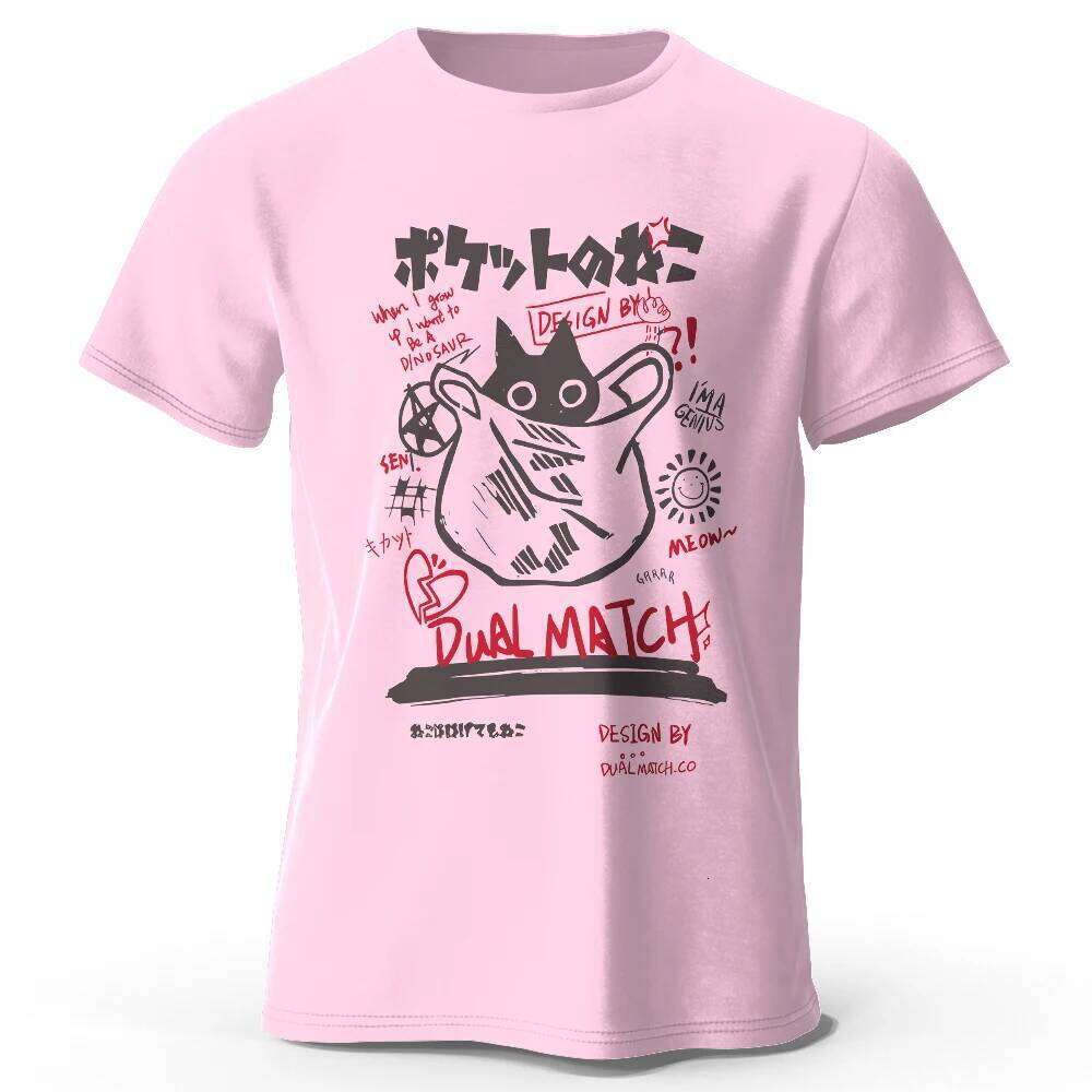 Kawaii Anime Harajuku Printed 100% Cotton T-Shirt, Soft & Breathable Round Neck Short Sleeve Tee, Unisex Cute Style C260228 - view 4