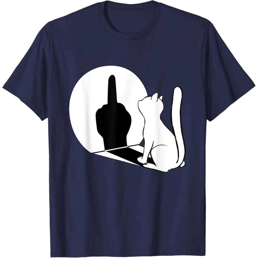 Middle Finger Statement Cat Funny Gift T-Shirt Regular Short Sleeve Tops O-neck Men's T-shirt Cotton Summer Shirts C260228 - view 5