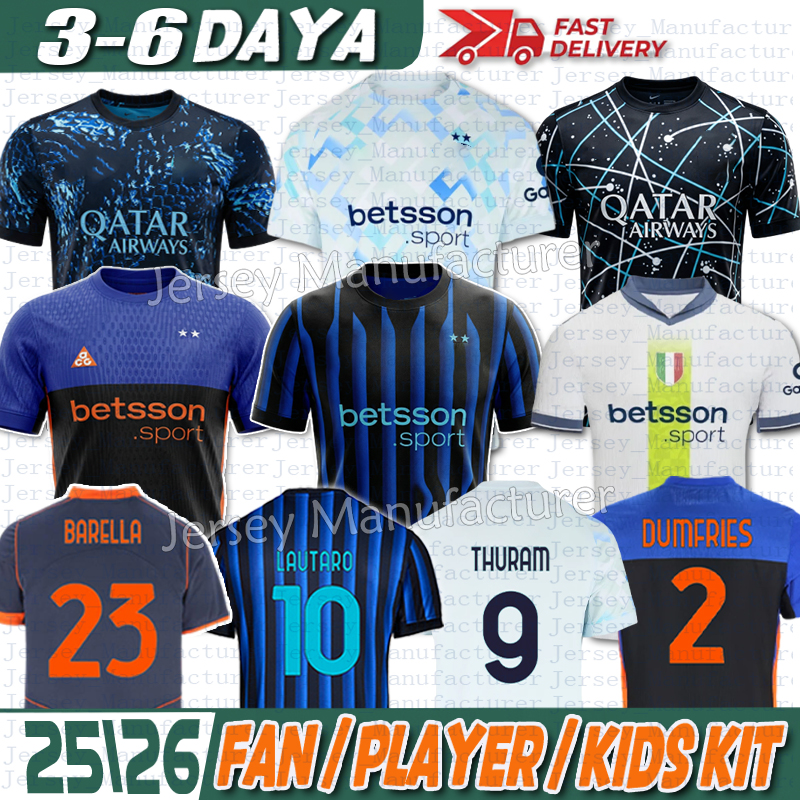 25 26 inter maglia milans Jersey kids 3XL 4XL MARTINEZ BASTONI soccer jersey BARELLA THURAM DIMARCO 25 26 football jersey BISSECK BONNY ESPOSITO SUCIC Inter Jersey