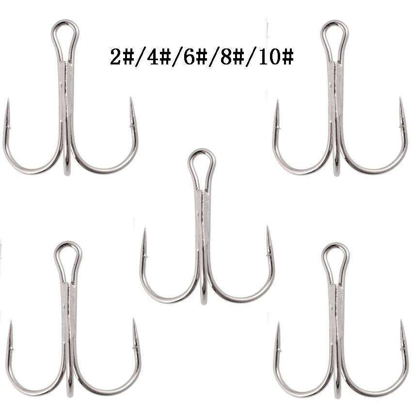 10PCS/box White Sharpened Treble Hooks Fish Fishing Tackle Tools Accessories Z260228