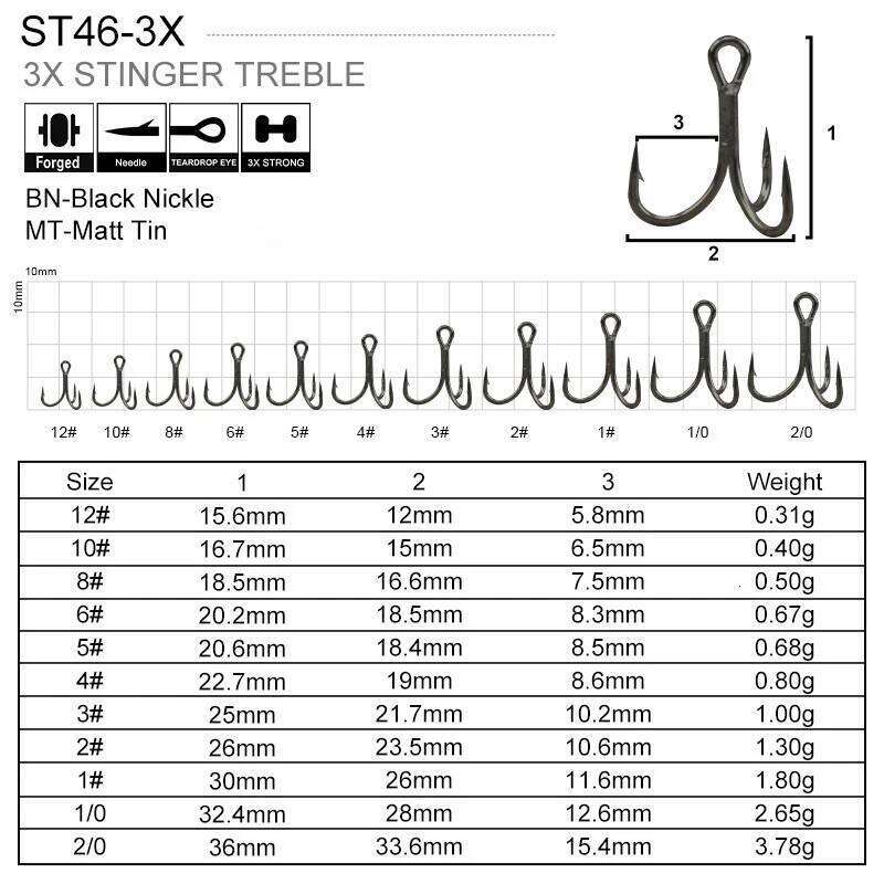 20pcs/set ST46 Mihon 3x Reinforced High Carbon Steel Barbed Trident Jigging Vib Hooks Fishing Gear Accessories Z260228