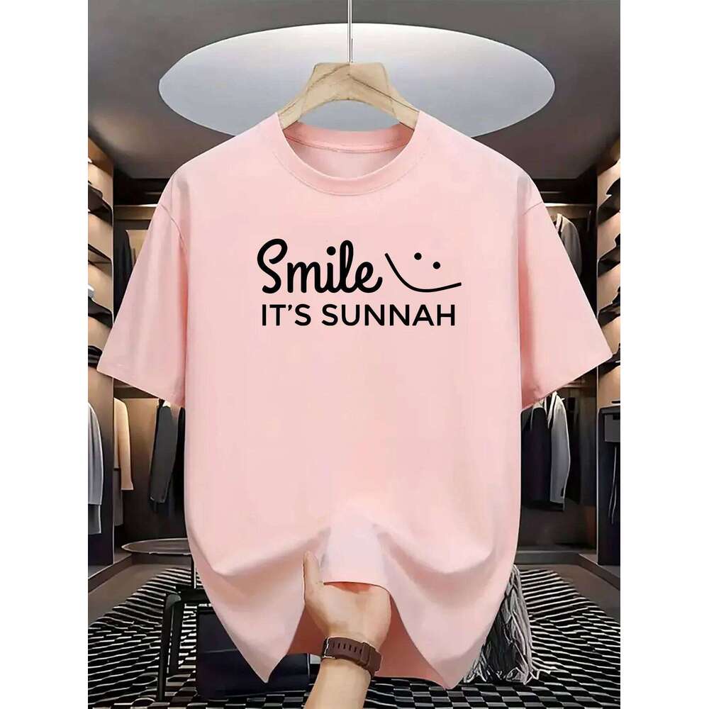 Men's 100% Cotton Smile Letter Print T-Shirt - Breathable, Casual Summer Tee for Outdoor & Everyday Fashion C260228 - view 6