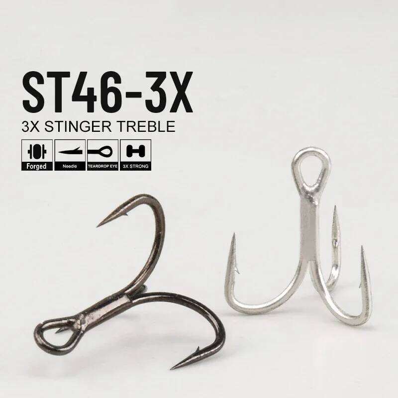 20pcs/set ST46 Mihon 3x Reinforced High Carbon Steel Barbed Trident Jigging Vib Hooks Fishing Gear Accessories Z260228