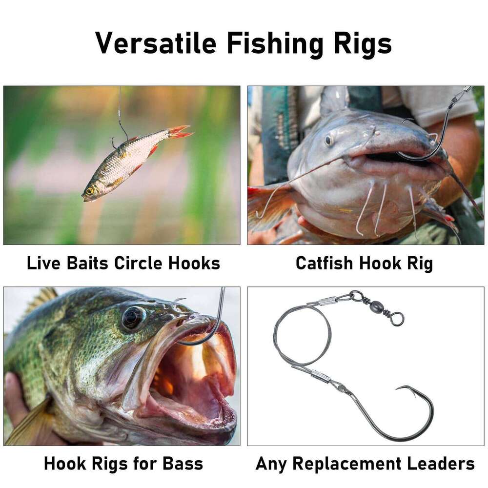 5pcs Rigs Octopus Circle Hooks with Stainless Steel Wire Leaders Catfish Hook Surf Fishing Rig Bass Z260228