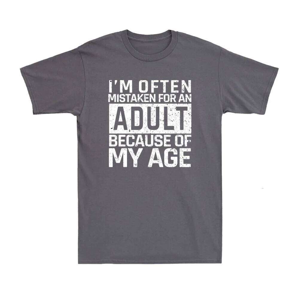 I'm Often Mistaken for An Adult Because of My Age Saying Men's Funny Tshits Graphic T Shirts Summer Cotton Tee Tops C260228 - view 4