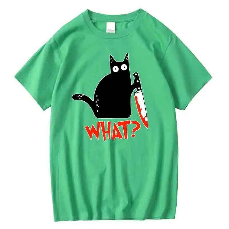 Funny Knife Cat Cartoon Printed T-Shirt Men Fashion Casual Short Sleeves Loose Oversized Cotton Tshirt Summer Breathable Tees C260228 - view 3