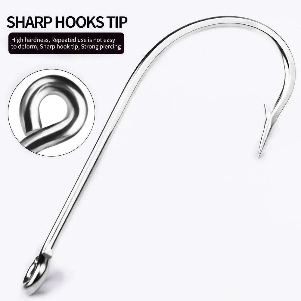 Proberos 20PCS J Hooks, High Carbon Steel Extra Strong Inline Long Shank for Saltwater Freshwater Fishing Z260228