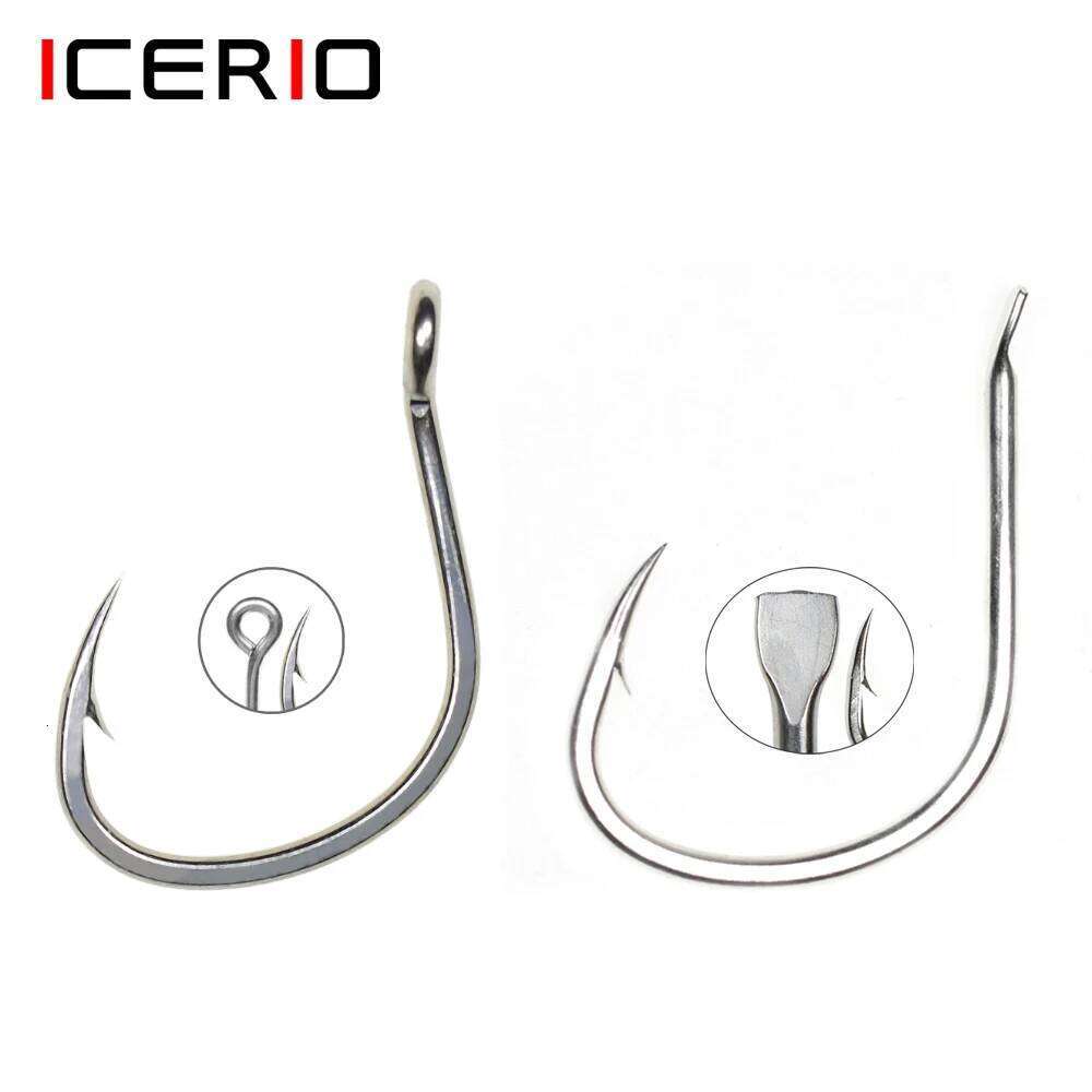 ICERIO 10PCS Matte Tin Coating Anti-Corrosion Saltwater Fish Hooks Spade end handle design For Assist Jigging Lure Hook 1/0-5/0# Z260228