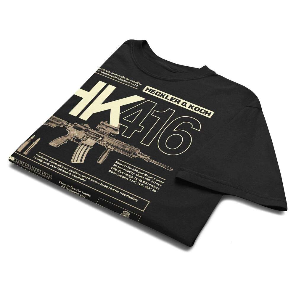 Men's Graphic HK416 T-Shirt 100% Cotton Sweat Wicking Breathable High QualityTactical Short Sleeves Casual Tee for Easy Movement C260228 - view 3